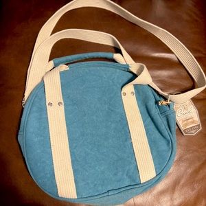 Sun N Sand Round Tote | Blue Beach Canvas Adjustable Crossbody | NWT